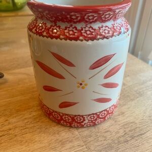 Temptations presentable ovenware by Tara  canister red design old world painted